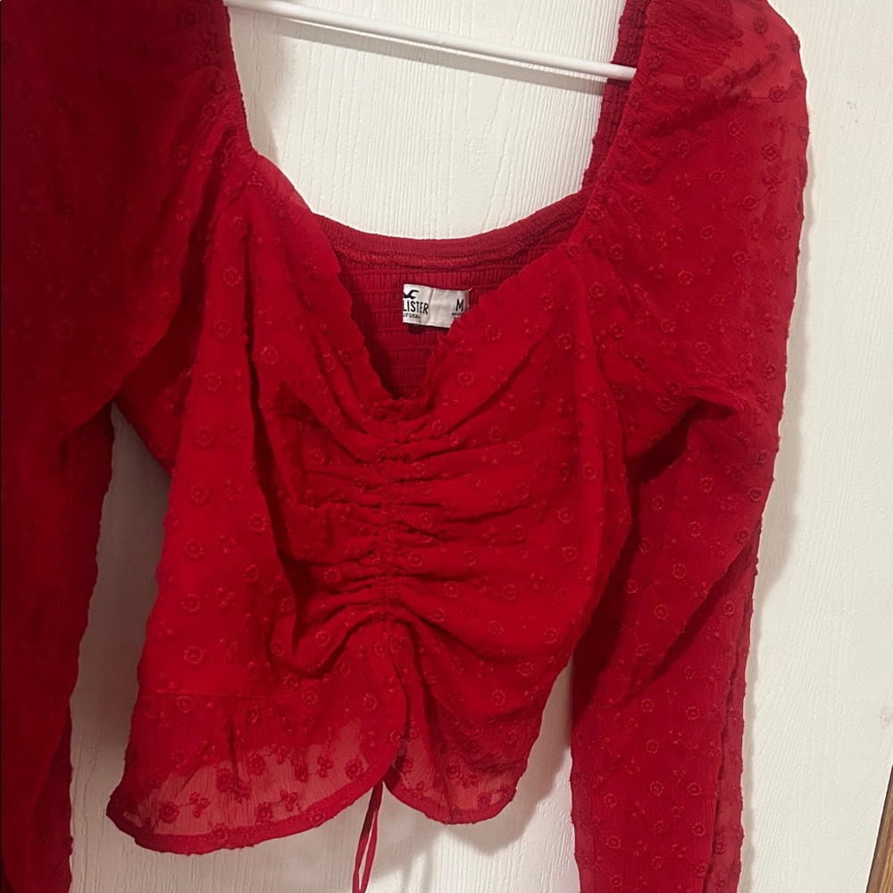 Hollister Red Textured Blouse